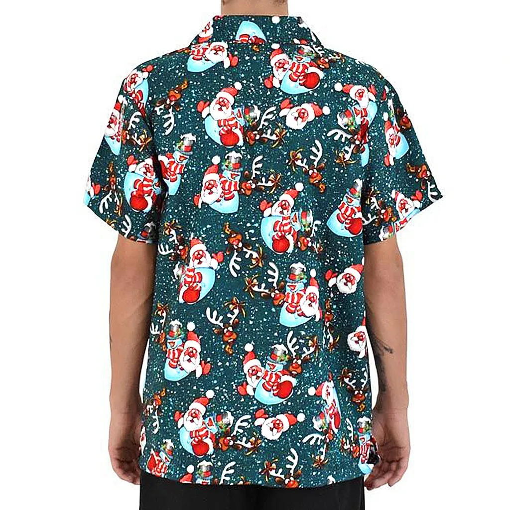 Christmas Men Santa Claus Printing 3D Hawaiian Shirt Apparel