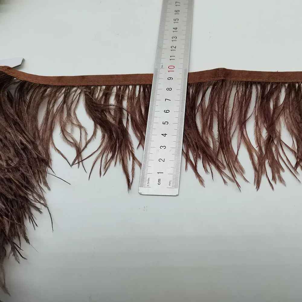 Ostrich Feathers 10Yards Natural Ostrich Feather Ribbon Length 8-10cm Feather Trim Fringe DIY Costumes Sewing Clothing Accessories