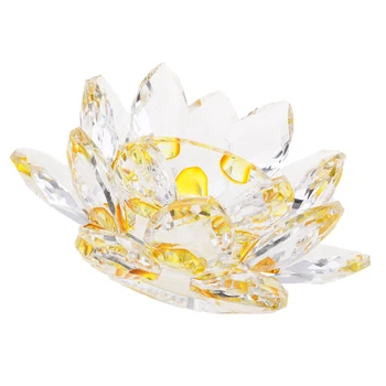 

Buddhist Crystal Crafts Lotus Flower Shaped Tea Light Candle Holder Candlestick for Wedding Party Favor Home Tabletop Decor