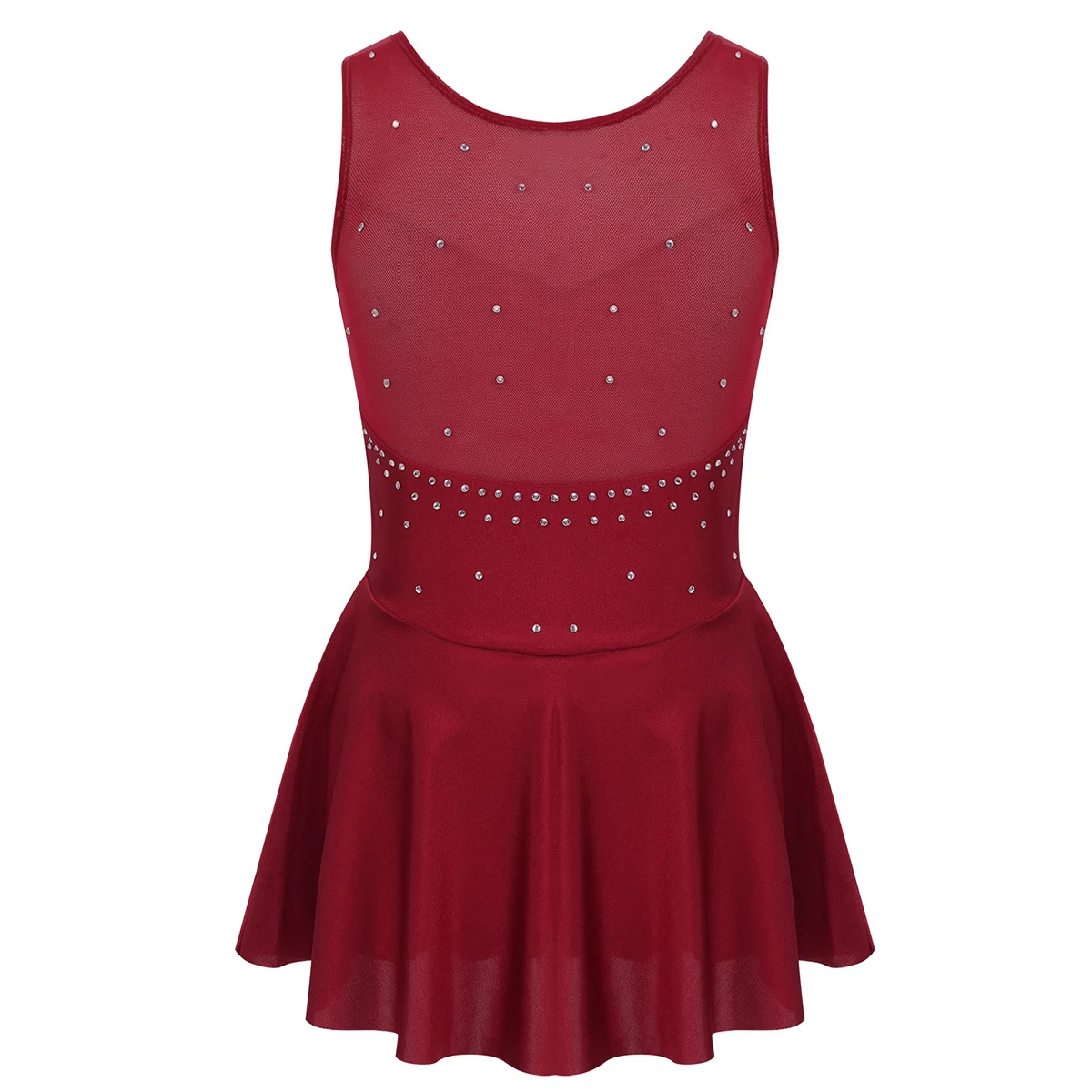 ChicTry Kids Teens Sparkly Rhinestone Tulle Sleeveless Figure Skating Dress Ballet Costume Gymnastics Leotard Girls Dance Wear