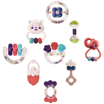 

9 Pcs Colorful Baby Rattle Set Kids Educational Crib Baby Teether Rattles Baby Grip Molar Educational Toy Set