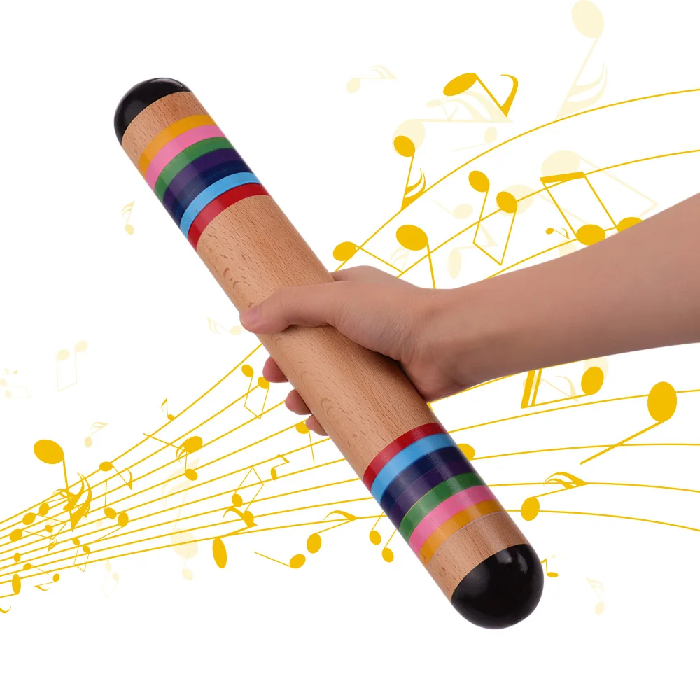 Toddler Gift Wooden Rainstick Rainmaker Rain Shaker Musical Instrument Toy Rainbow Colored for