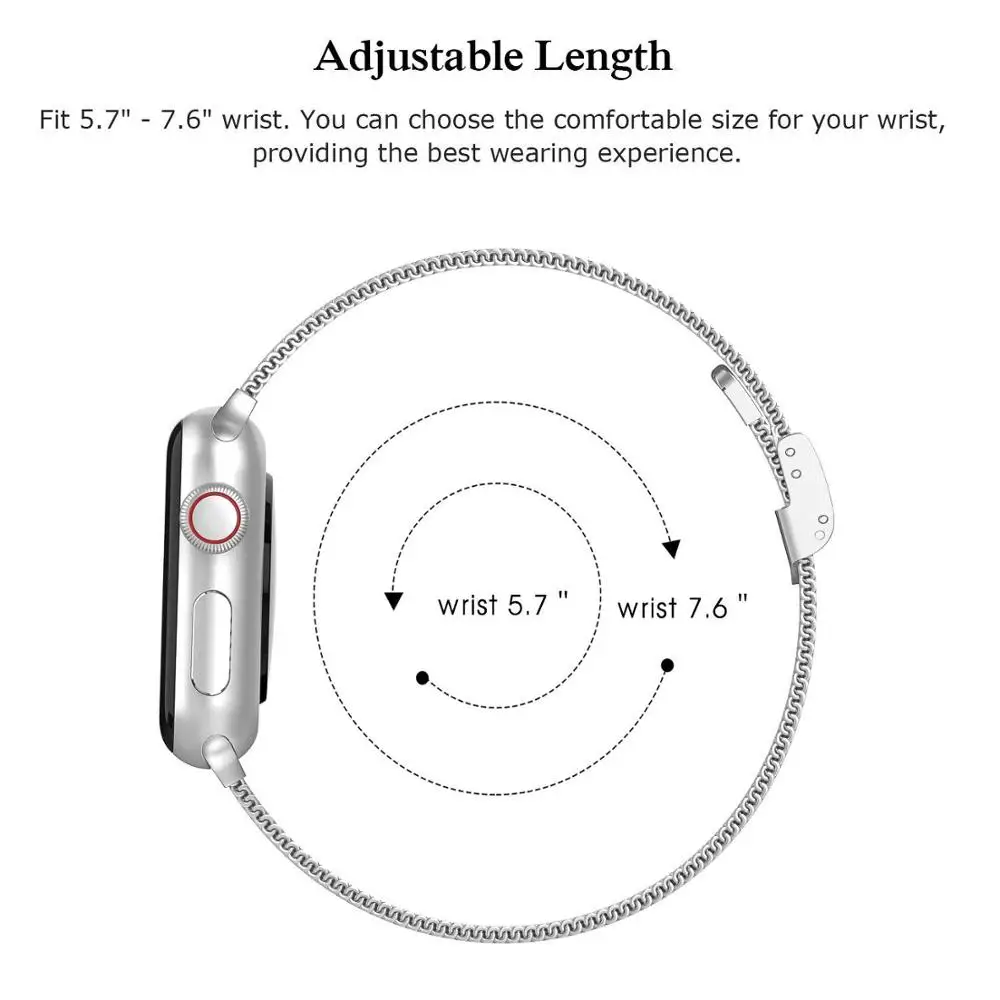 Ремешок для часов, Миланская петля, Apple Watch серии 1/2/3/4/5 небольшой ремень Нержавеющая сталь ремешок 42 мм, 38 мм, версия наручных часов iwatch, 40 мм 44 мм ремешок на запястье