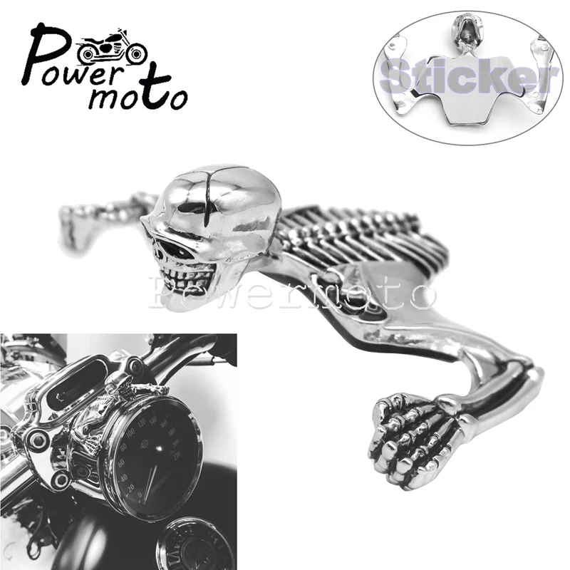 

Visor Headlight Skeleton Decorative Figure Curved Fender Trim Skull Ornament For Harley Chopper Cafe Racer 7" 4.5" 5.75" Lamp