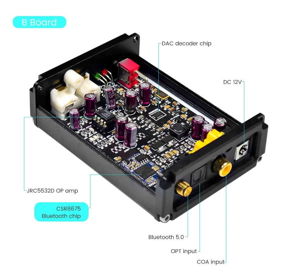 AIYIMA Bluetooth 5,0 приемник декодер аудио QCC3008 CSR8675 APTX HD JRC5532 ES9038 коаксиальный волоконный ЦАП декодирование домашнего кинотеатра