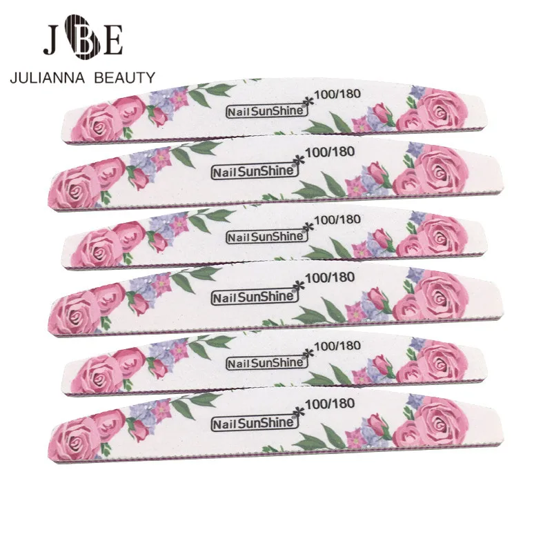 

10Pcs/Lot Flower Nail File 100/180 Sanding Buffer Block Pedicure Manicure Buffing Polish Professional Files Tool White Boat