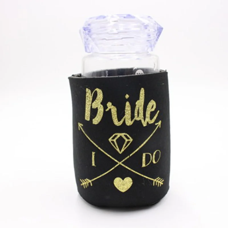 Надпись «Bride Tribe» охладитель напитков девичник вечерние свадебные украшения для девичника пользу бутылка пива может держатель для стола - Цвет: black bride