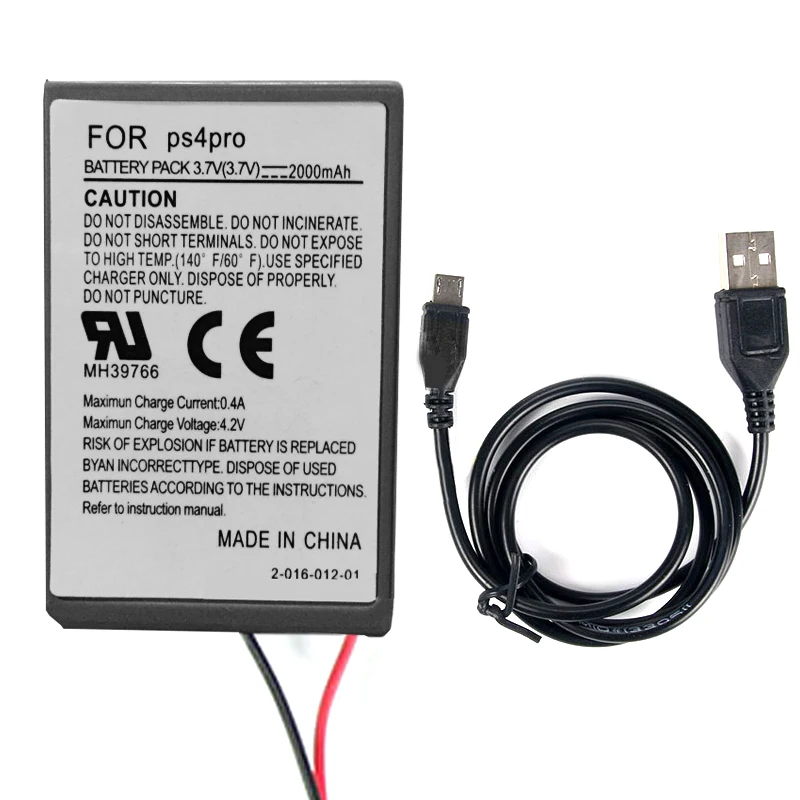 

2 PCS 2000mAh Rechargeable Battery for PS4 Pro Battery + USB Charger Cable for Sony PS4 pro Wireless Controller Li-Ion Lithium