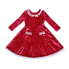 Flofallzique/платья с длинными рукавами для девочек с маленьким бальным украшением; рождественские вечерние платья; милая детская одежда