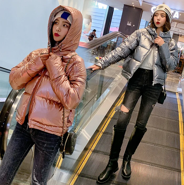 Bright Down Cotton Parkas Women's Short Bread clothing New Winter Chic Cotton Coat Women