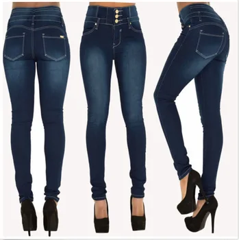 

2016 EBay Hot Selling Wish Women's Sexy High-waisted Slim Fit Stretch Plus-sized Skinny Jeans