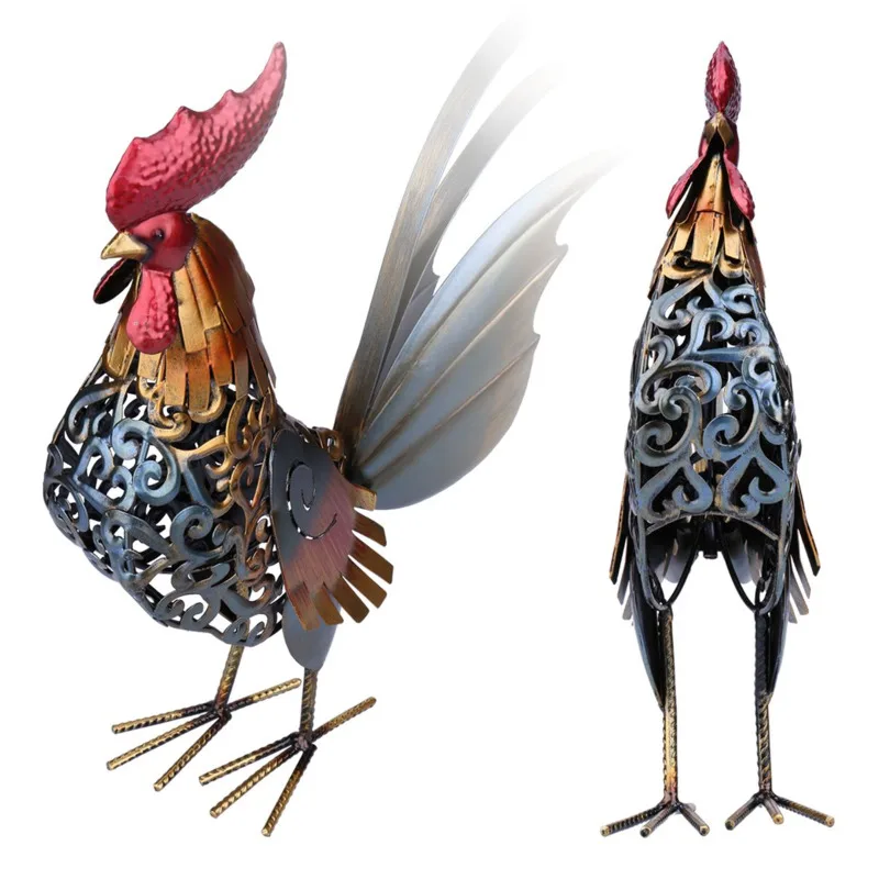 Metal Rooster Sculpture, Carved Iron Rooster, Home Furnishing Articles, Artwork, Decoration