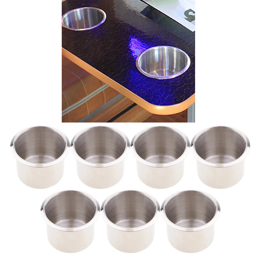 

7x 68mm Stainless Steel Recessed Cup Drink Holder For Marine Boat RV Camper