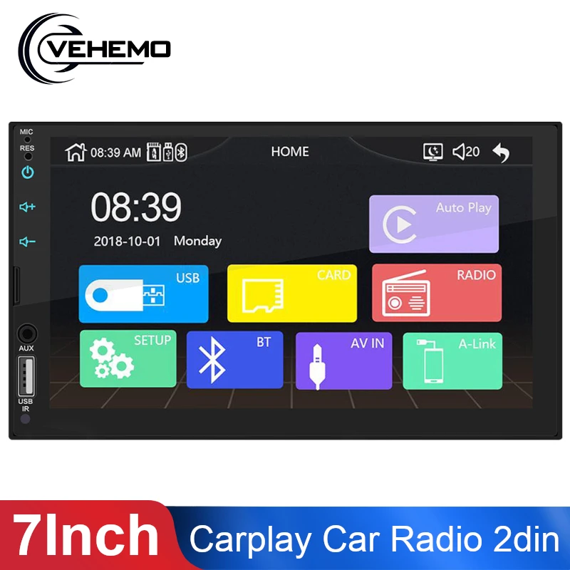 

2din car radio 7" HD Touch Screen Player mirrorlink Android Carplay MP5 SD/FM/USB/AUX/Bluetooth Car Audio For Rear View Camera