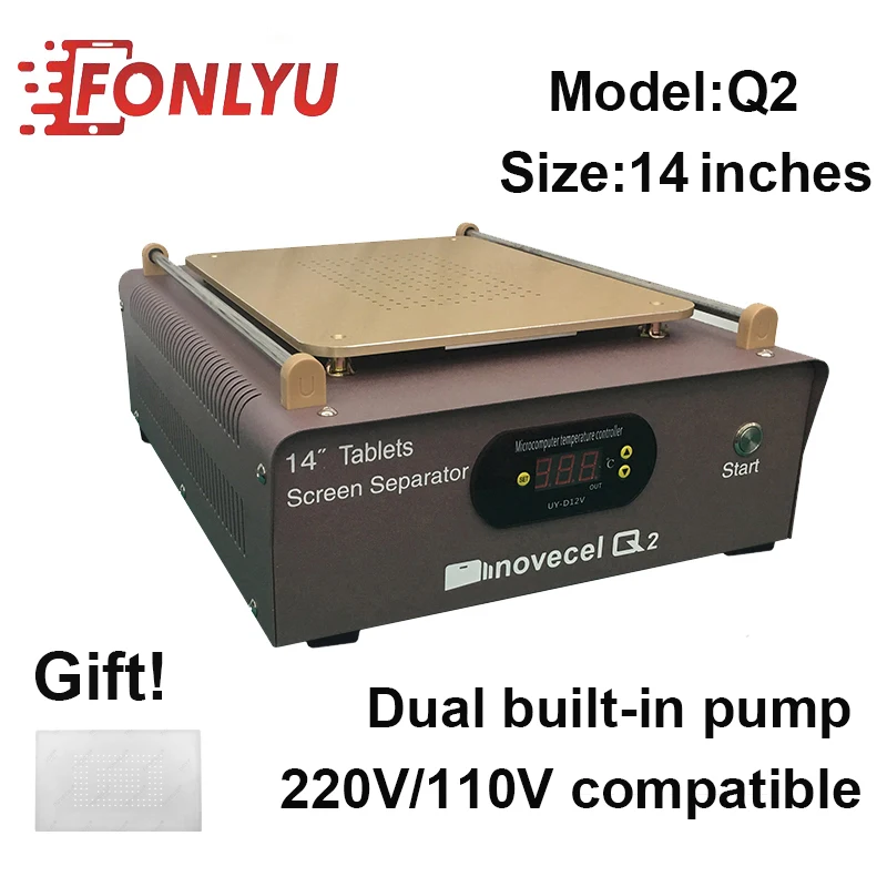 

Hot Selling Novecel Q2 14 Inches LCD Screen Separator Machine Dual Built-In Pump For iPhone Samsung Repair Tools 110V/220V