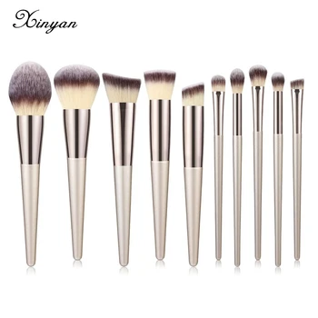 

XINYAN Beauty Makeup Brushes Set Eye Shadow Brow Lash Fan Lip Concealer Face Champagne Foundation Power Blush Tool Brush Kit