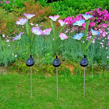 

2pcs 4LED Solar Lawn Lamp Simulation Morning Glory Rose Tulip Decoration Simulation Light Color Changing Outdoor Height 73 cm