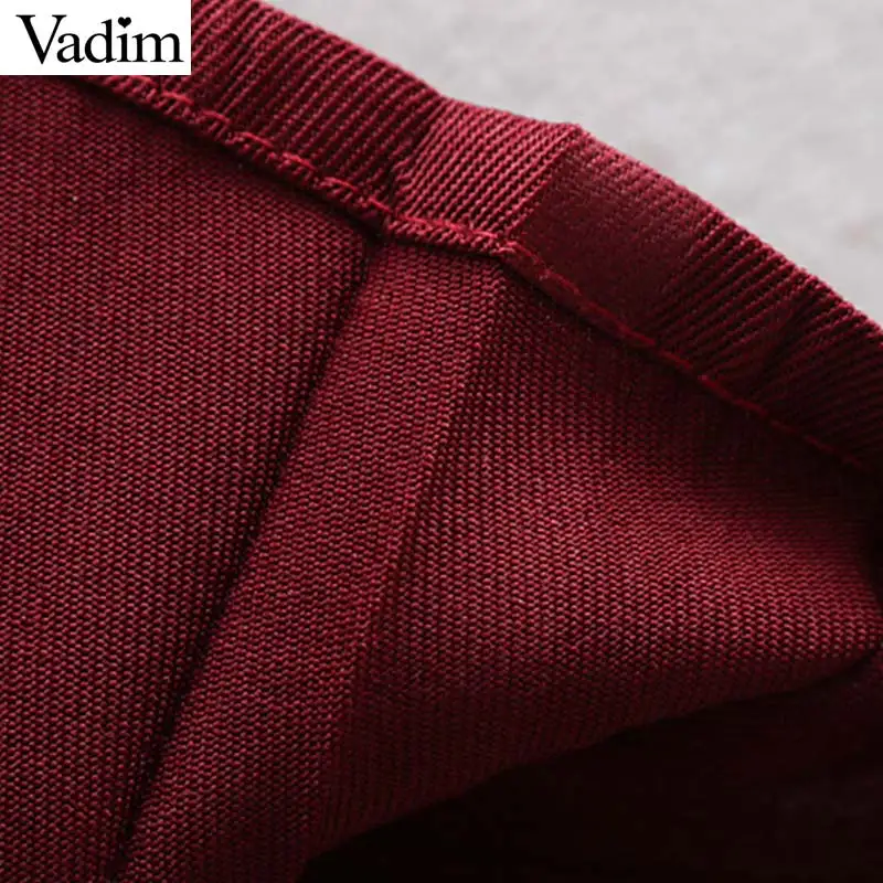 Женское элегантное платье vadim офисная одежда до колена платье с длинным рукавом в стиле пэчворк Женская Повседневная сплошная шикарная одежда ТРАПЕЦИЕВИДНОЕ ПЛАТЬЕ QD077