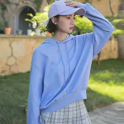 Женская толстовка с капюшоном 2019, осенняя одежда, новый стиль, корейский стиль, студенческий стиль, простой пуловер с буквенным принтом, с