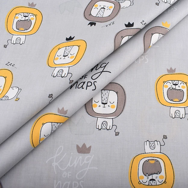 B 1 piece Серия Chainho, Bear& Lion, саржевая хлопковая ткань с принтом, Лоскутная Ткань для шитья своими руками, стеганая одежда для детей и детей, материал постельного белья - Цвет: B 1 piece