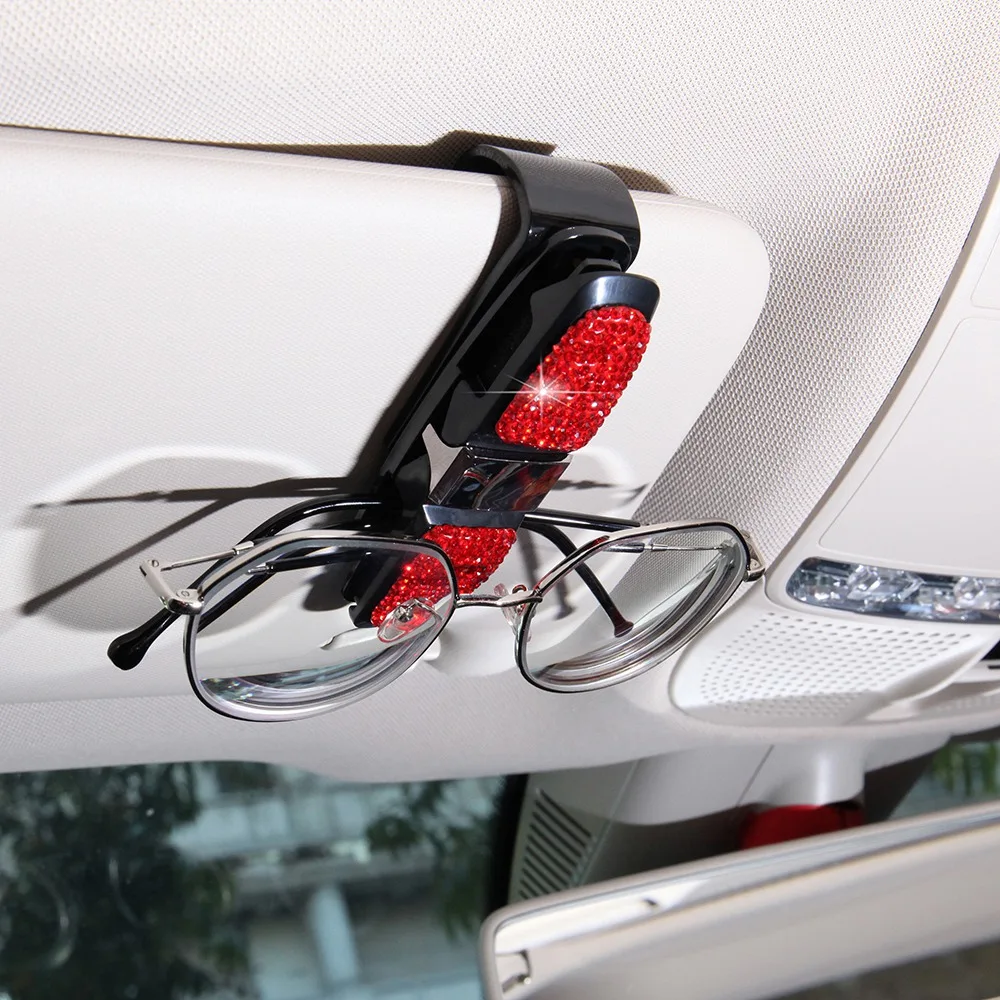 

Auto Car Vehicle Sun Visor Clip Holder for Sunglasses Car Accessories Bling Double Layer Glasses Holders for Car Sun Visor Cute
