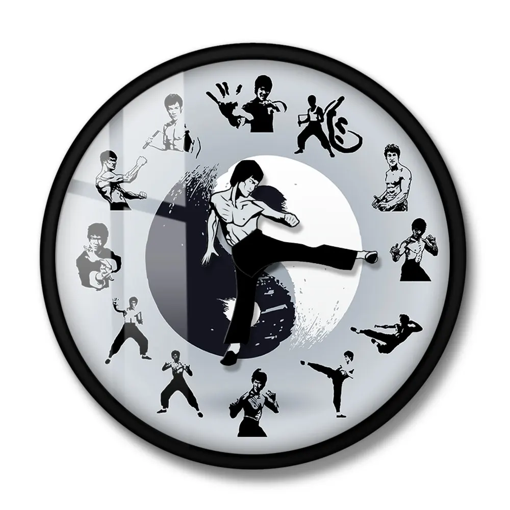 Chinese Kung Fu Wall Clock Metal Frame  