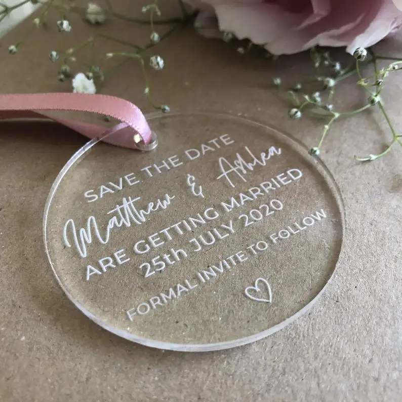  Personalised Clear Acrylic Wedding Invitationwedding save the datewedding favorBirthday Party Guest - 4.00027E+12
