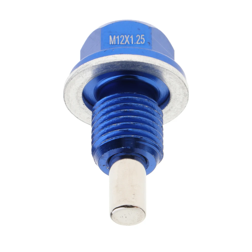 Auto Car M12x1.5 Thread Magnetic Oil Drain Plug Bolt With Crush Washer Blue
