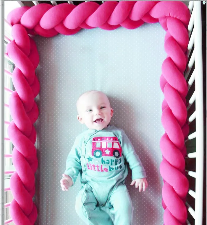 rose 2M CYSINCOS 1 м 2 м 3 м детская кровать коса узел подушка для младенца Bebe защита для кроватки кроватка декор комнаты - Цвет: rose 2M