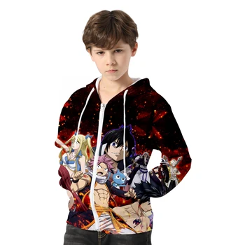 

FAIRY TAIL new children hoodies sweatshirt autumn and winter Zipper hooded sweatshirt Leisure Print Novelty Top Luxury Harajuku