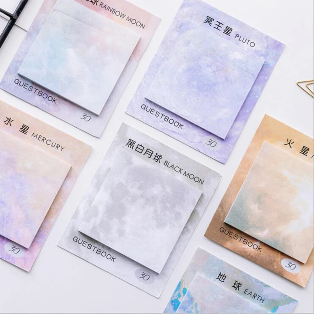 

1pcs Kawaii Planets Creative Memo Pad Sticky Notes Memo Notebook Stationery Post Note Paper Stickers Office School Supplies