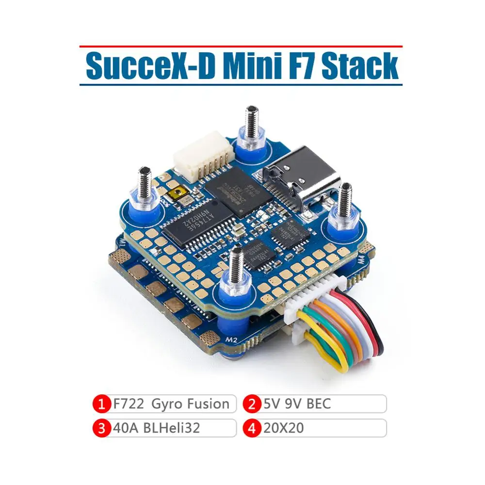 iFlight SucceX-D Mini F7 TwinG Stack with SucceX-D Mini F7 TwinG V1.1 FC/SucceX Mini 45A 2-6S 4-in-1 ESC for HD FPV system