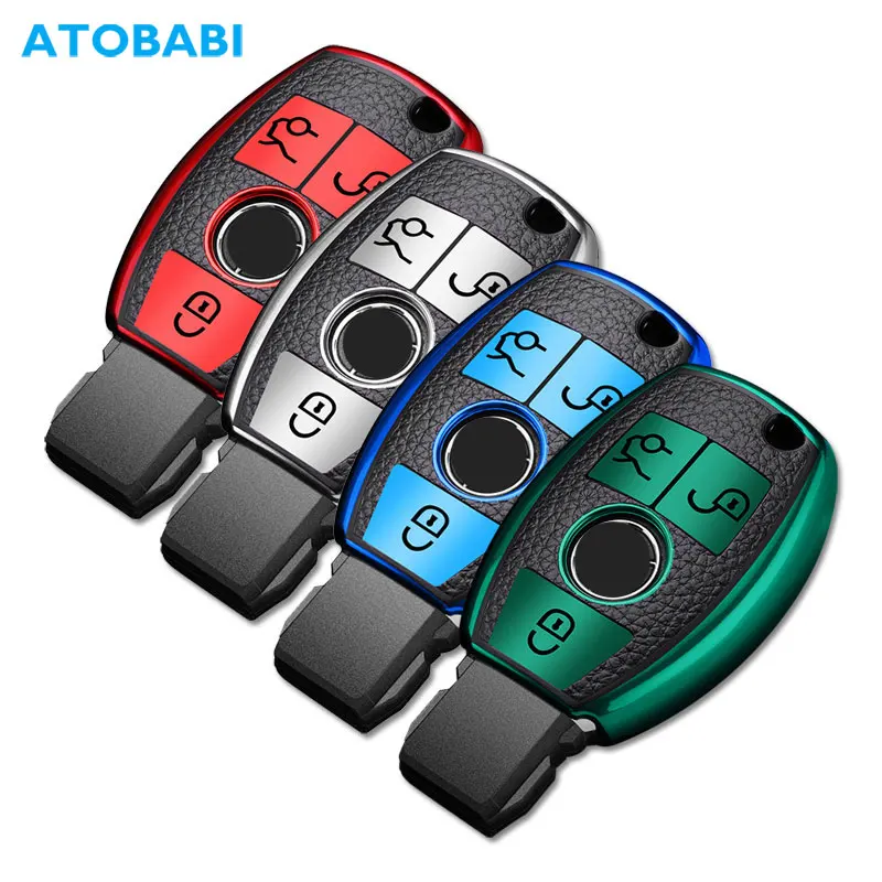 

TPU Leather Car Key Cover For Mercedes Benz W203 W210 W211 W124 W202 W204 W212 W176 AMG Remote Case Car Decoration Accessories