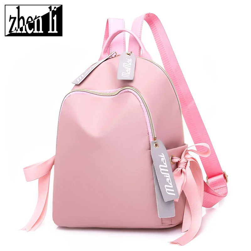 

Cross Border New Style Bow WOMEN'S Bag Japan Style Nylon Backpack Solid Color Popular Girls Fashion Bag