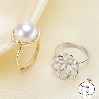 

Classic Rings Resizable Design Rings Base 925 Silver Pearl Rings Settings Women DIY Pearl Rings Accessory No Pearl