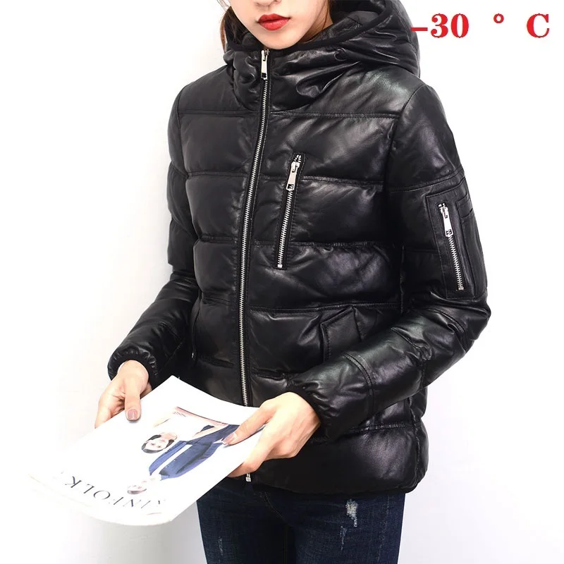 

Free shipping,women Genuine leather jackets.winter thick female 90% white duck down sheepskin jacket,soft plus size leather coat