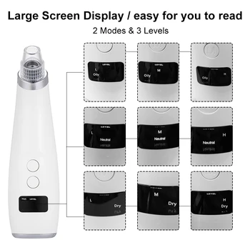 

Blackhead Remover Vacuum with Heat Therapy 5 Replacement Heads 3 Suction Level USB Rechargeable Electric Pore Cleanser