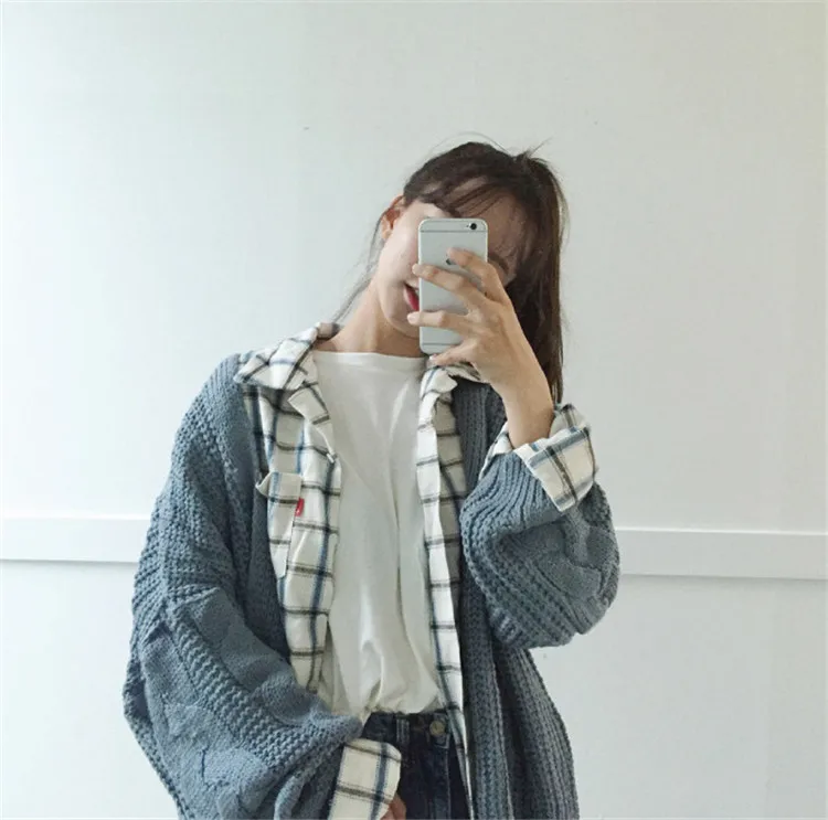 Весенние корейские шикарные вязаные свитеры женские Harajuku однотонные свободные кардиганы с рукавами «летучая мышь» Femme Chic универсальная одежда