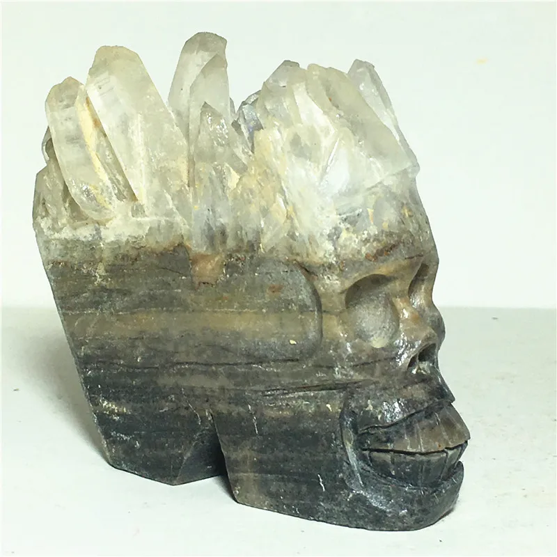

NATURAL Quartz Crystal specimen cluster Carved Skull Healing