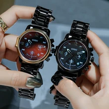 GUOU relojes impermeables con espejo Hardlex para hombre, pulsera de cuarzo informal, esfera grande, Unisex