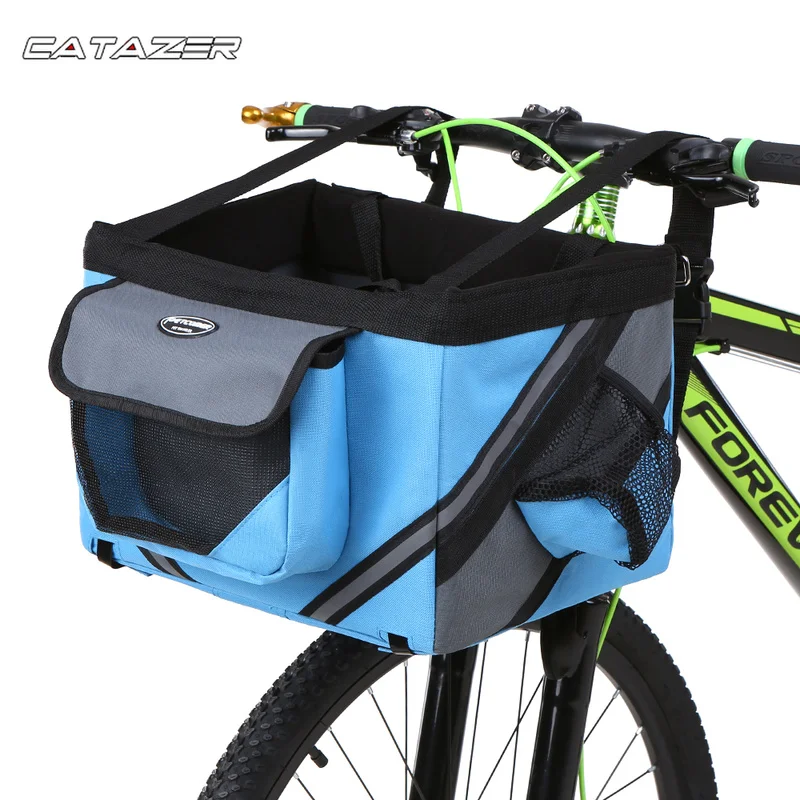 CamGo Bike Basket Multi-Purpose Bicycle Handlebar Bag with Hand Strap Detachable Bike Front Basket for Pet Carrier Grocery Shopping Outdoor Camping Briefcase Commuter 