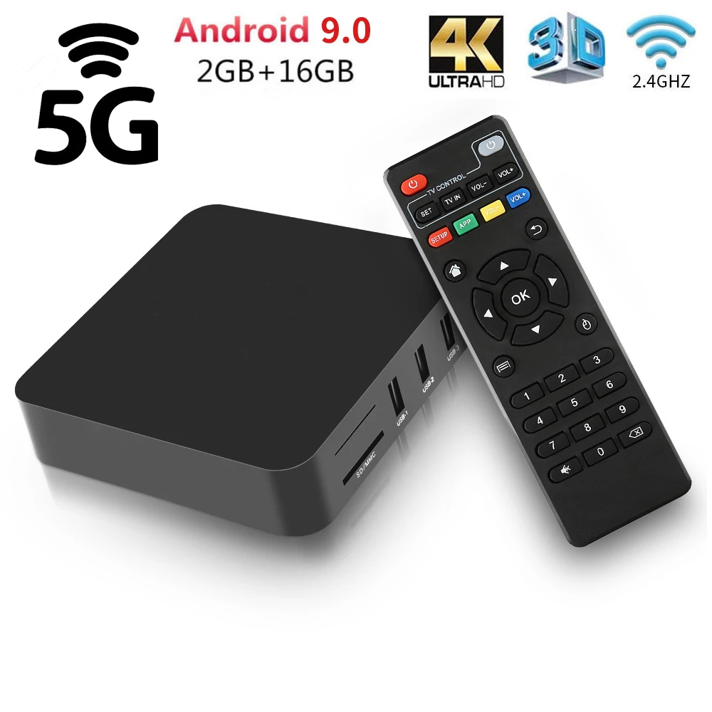 ТВ-приставка 5G Smart Android 9 0 четырехъядерный процессор Rockchip RK3228A 4K 2 ГБ 16 медиаплеер