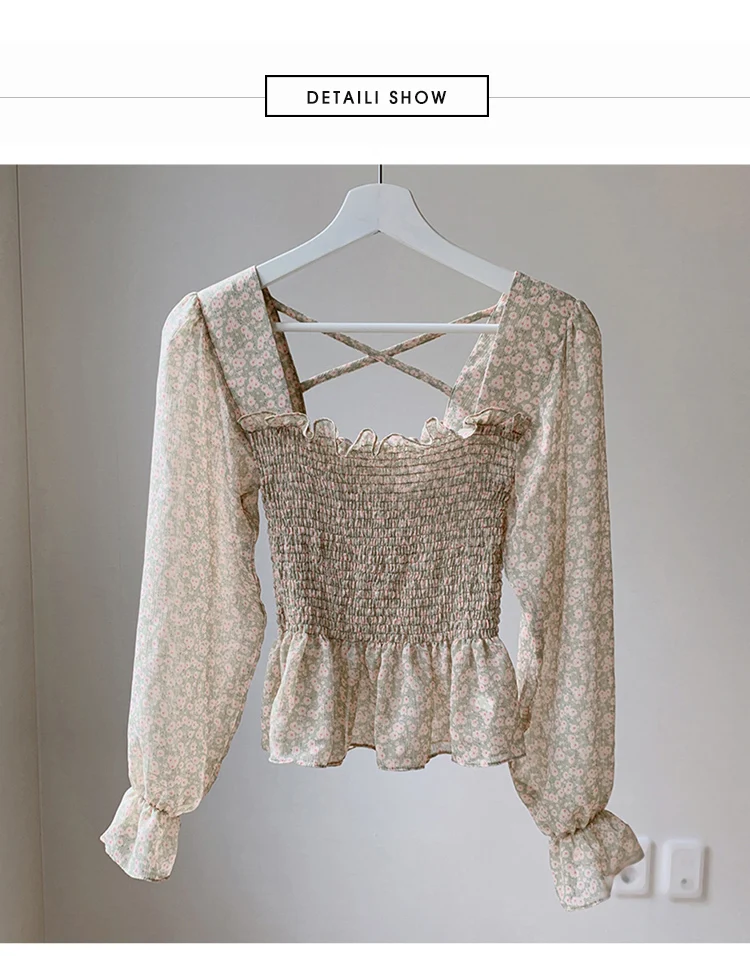 Transparent Vintage Print Shirt Oversize Tops Women Long sleeve Girls Chiffon Blouse Summer Women Blouses New femme Blusas