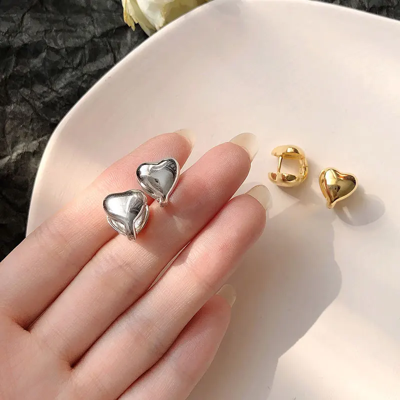 

Genuine 925 Sterling Silver Heart Clip On Earrings for Women