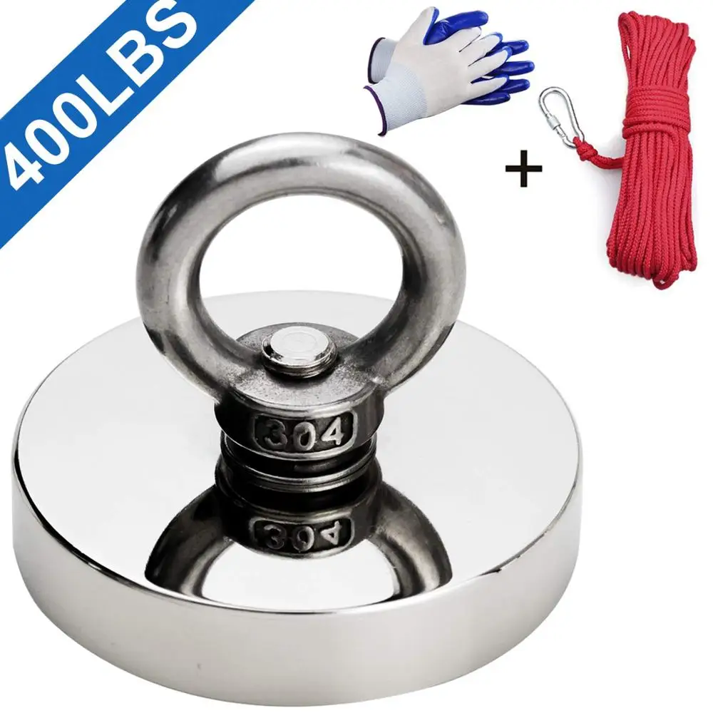 

Super Strong Neodymium Fishing Magnets, 400 lbs(181 KG) Pulling Force Diameter 2.36 inch(60 mm) for Magnetic Fishing