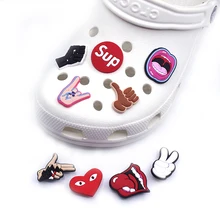 1PCS Jibz For Croc Shoes Accessories Gestures LOGO Kids Favorite Charms for Croc PVC Sandals Accessories