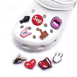 1PCS Jibz For Croc Shoes Accessories Gestures LOGO Kids Favorite Charms for Croc PVC Sandals Accessories
