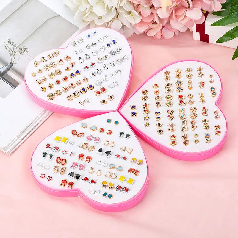 

36 pairs of boxed Korean version of plastic earrings Wholesale Love earrings simple earrings set combination Jewelry