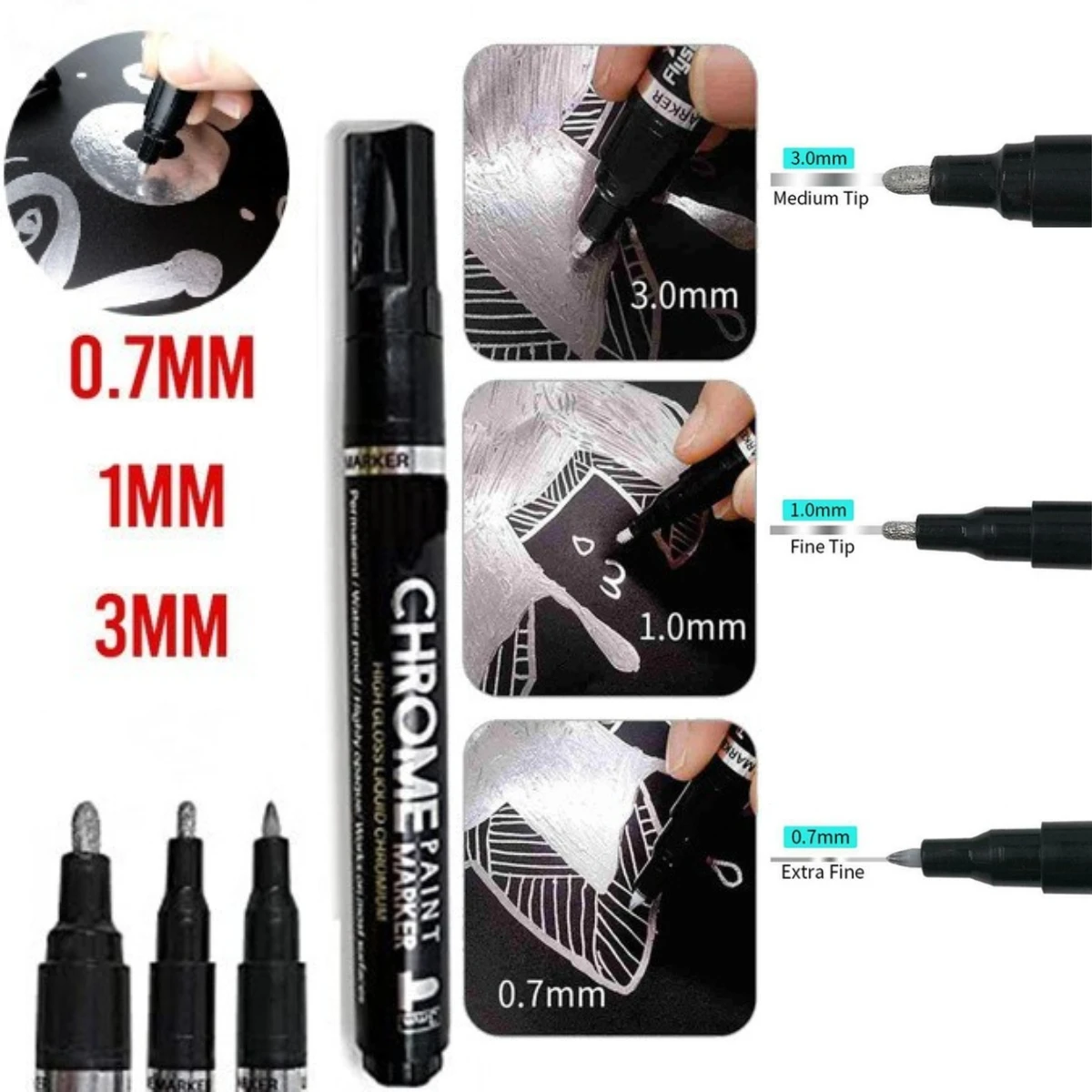 Silver Mirror Marker DIY Paint Chrome Finish Metallic Water UV Resistant Student Supplies Craftwork Pen Accessories | Дом и сад