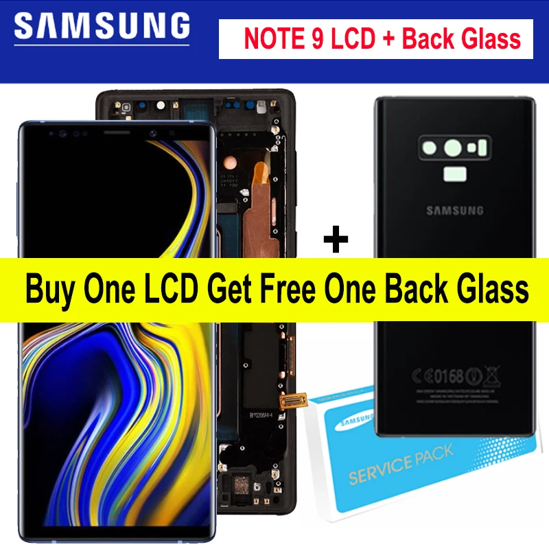 

6.4'' Super AMOLED LCD Display for Samsung Galaxy Note 9 N960F Touch Screen Digitizer Assembly Repair Parts with Back Glass
